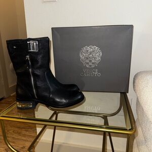 Vince Camuto Black Ankle Boots with Silver Accents